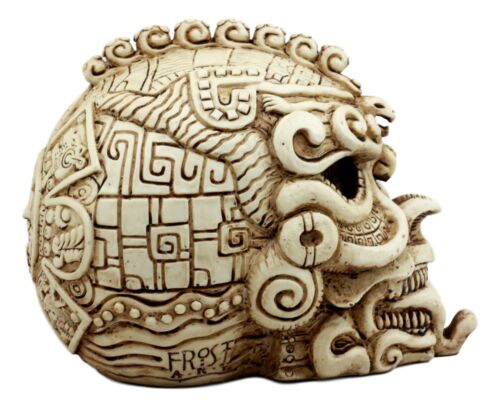 Aztec Quetzalcoatl Snake Cranium Skull Statue Halloween Skeleton Head Figurine