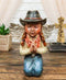 Rustic Western Cowgirl Angel Wearing Hat And Jean Praying On Her Knees Figurine