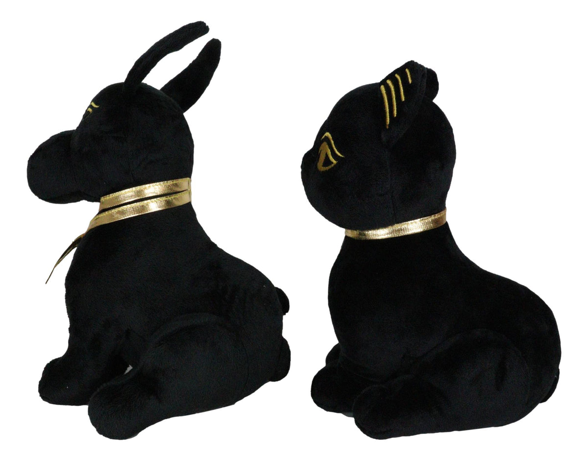 Egyptian Gods Anubis Jackal Dog And Bastet Cat Plush Toys Set Of 2 Stuffed Dolls