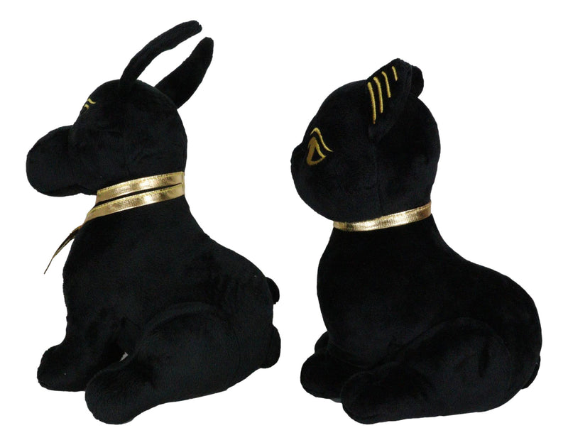 Egyptian Gods Anubis Jackal Dog And Bastet Cat Plush Toys Set Of 2 Stuffed Dolls