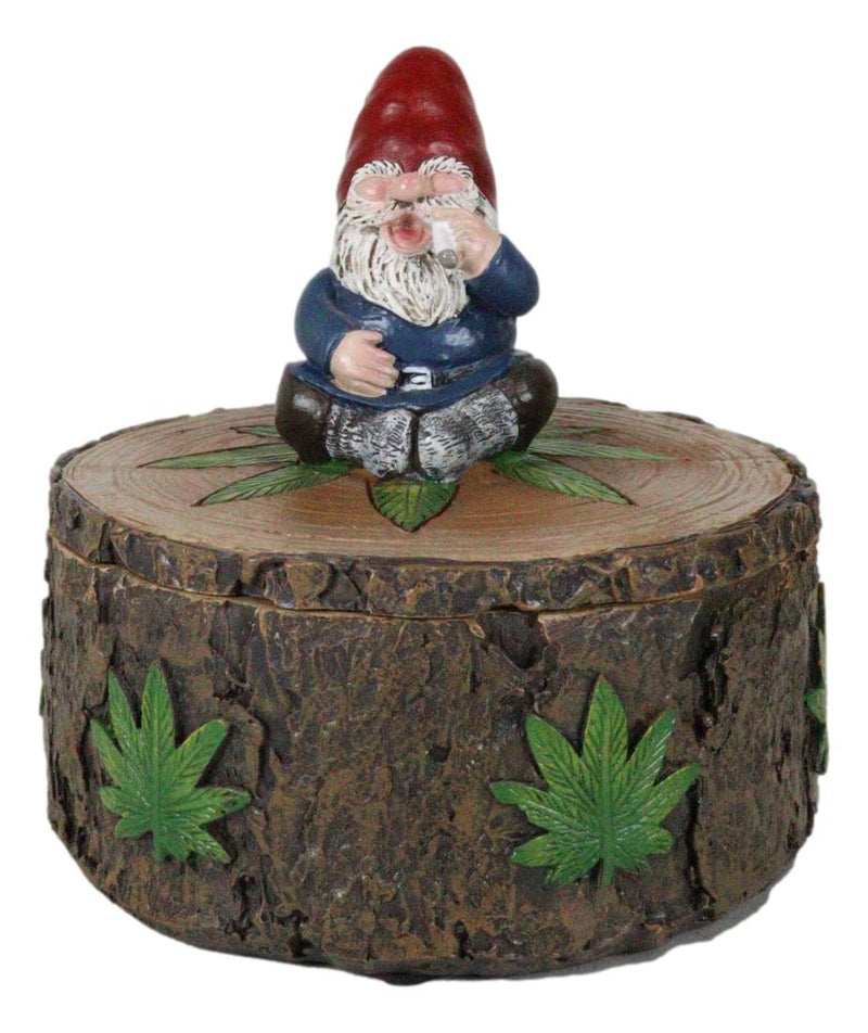 Gypsy Life Gnome Dwarf Smoking Rolled Stash Leaves On Tree Bark Ring Trinket Box