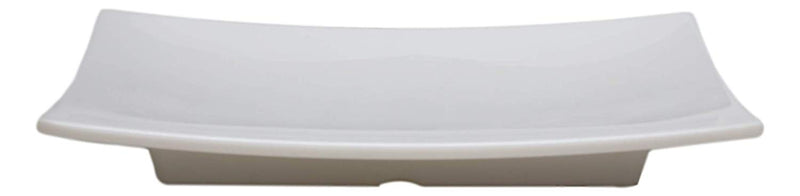 8.25"W White Melamine Curved Rectangular Sushi Serving Plates Platters Set Of 6