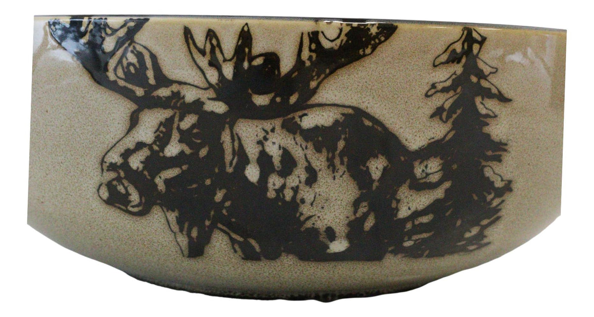 Large Rustic Emperor Elk Moose Deer Vegetable Presentation Serving Bowl 98Oz