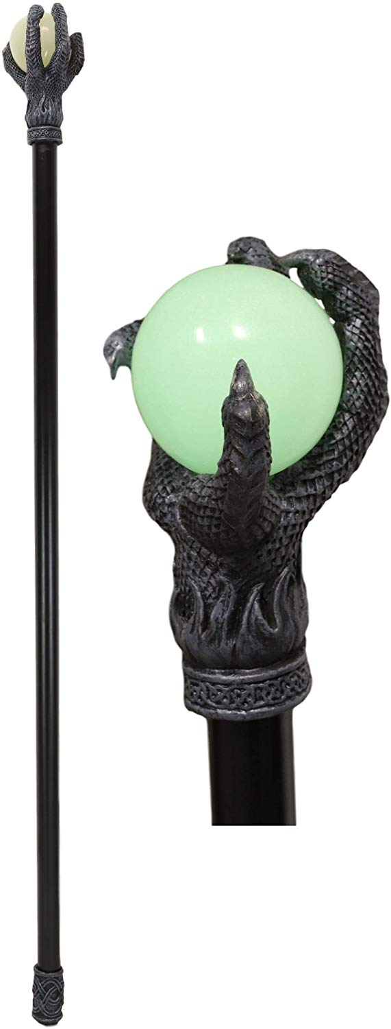 Ebros Grip of Fire Dragon Claw Glow In The Dark Decor Prop Walking Swagger Cane - Ebros Gift