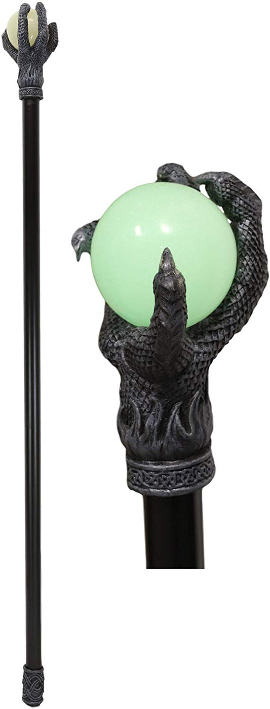 Ebros Grip of Fire Dragon Claw Glow In The Dark Decor Prop Walking Swagger Cane - Ebros Gift