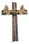 Inspirational Grand Elk Moose Bone Antlers with Spike Nails Faux Wood Wall Cross