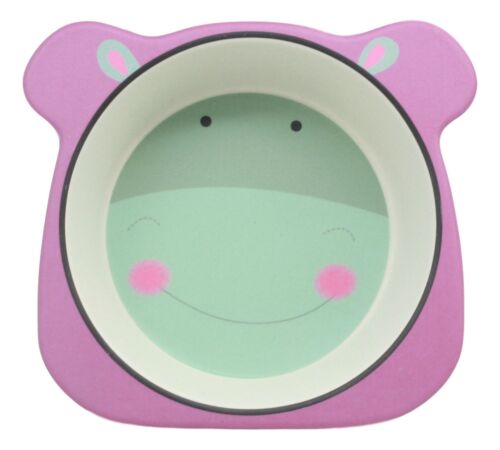 Ebros Hippo 5 Piece Organic Bamboo Dinnerware Set For Kids Children Toddler Baby - Ebros Gift