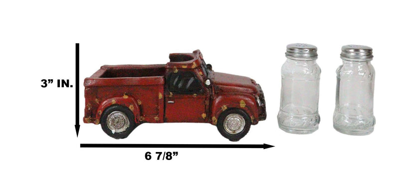 Old Fashioned Nostalgic Red Pickup Truck Holder For Glass Salt Pepper Shakers