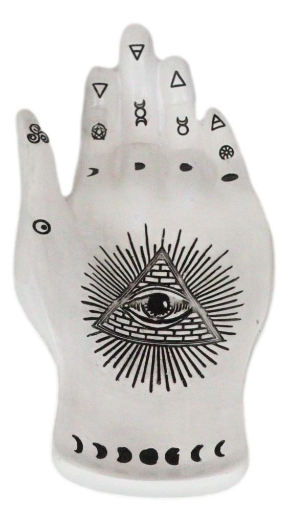 Psychic Fortune Teller Chirology Palmistry Hand Eye Of Providence Tray Figurine