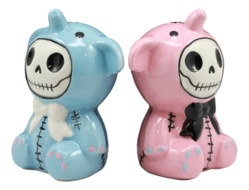 Ebros Furrybones Elephant Voodoo Skeleton Ceramic Salt And Pepper Shakers Set