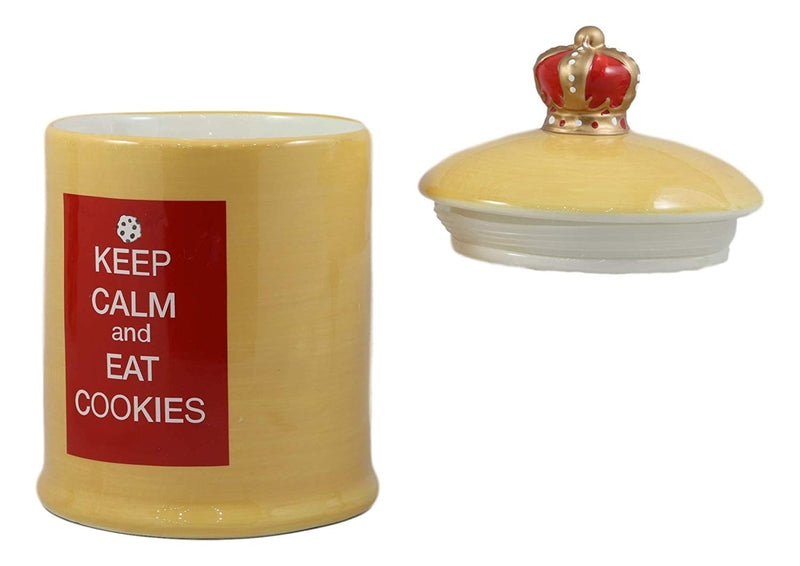 Ebros A Royal Treat Keep Calm And Eat Cookies Ceramic Cookie Jar With Air Tight Lid 8.5"Tall
