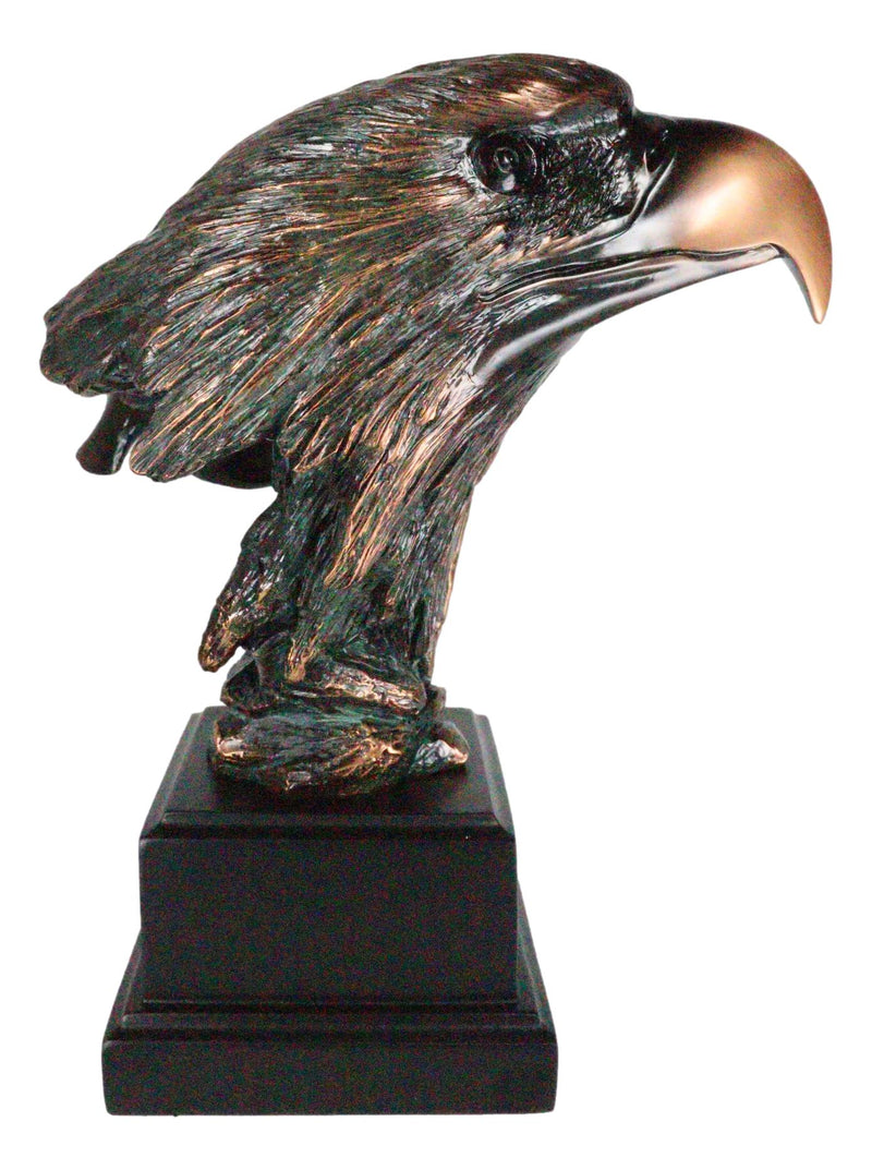 Majestic American Bald Eagle Head Bust With Soaring Eagle 3D Sculpture With Base