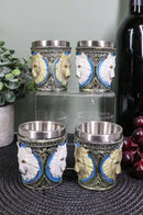 Mythical Fantasy Albino And Gray Wolf Shot Glasses 2-Ounce Set Of 4 Novelties