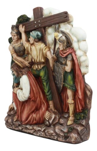 Ebros Christian Catholic Stations of The Cross Statue Way of The Sorrows Via Crucis Jesus Christ Path to Calvary Crucifixion Decor Figurine (Station 5 Jesus is Helped by Simon of Cyrene)