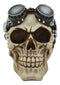 Steampunk Pilot Aviator Cyborg Skull Figurine Painted Gearwork Robotic Sculpture