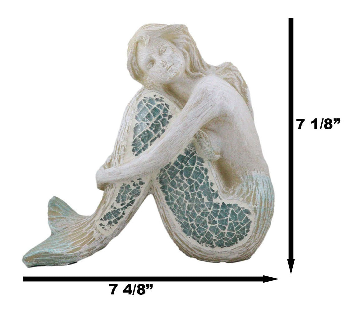 Ebros Nautical Goddess Mermaid Maiden Resting Decorative Crushed Glass Art Figurine 7.75"H