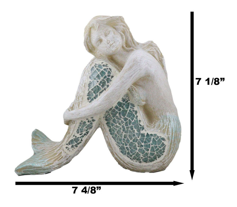 Ebros Nautical Goddess Mermaid Maiden Resting Decorative Crushed Glass Art Figurine 7.75"H