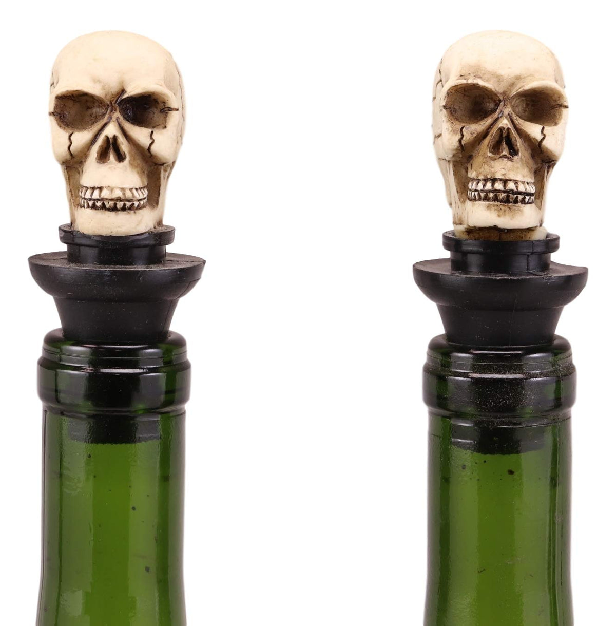 Ebros Set of 2 Skeleton Cranium Bone Skull Wine Bottle Stoppers 3"H Collectible