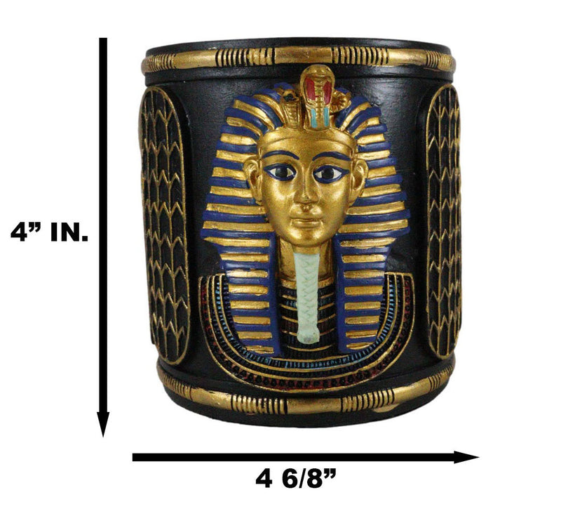 Egyptian King Tut Pharaoh Pen Holder 4"H Tutankhamun Bust Stationery Organizer