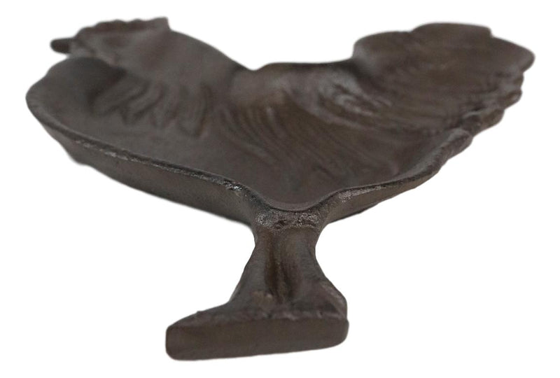 Ebros 7.5"W Rustic Country Farm Rooster Chicken Cast Iron Jewelry Coins Keys Tray Dish
