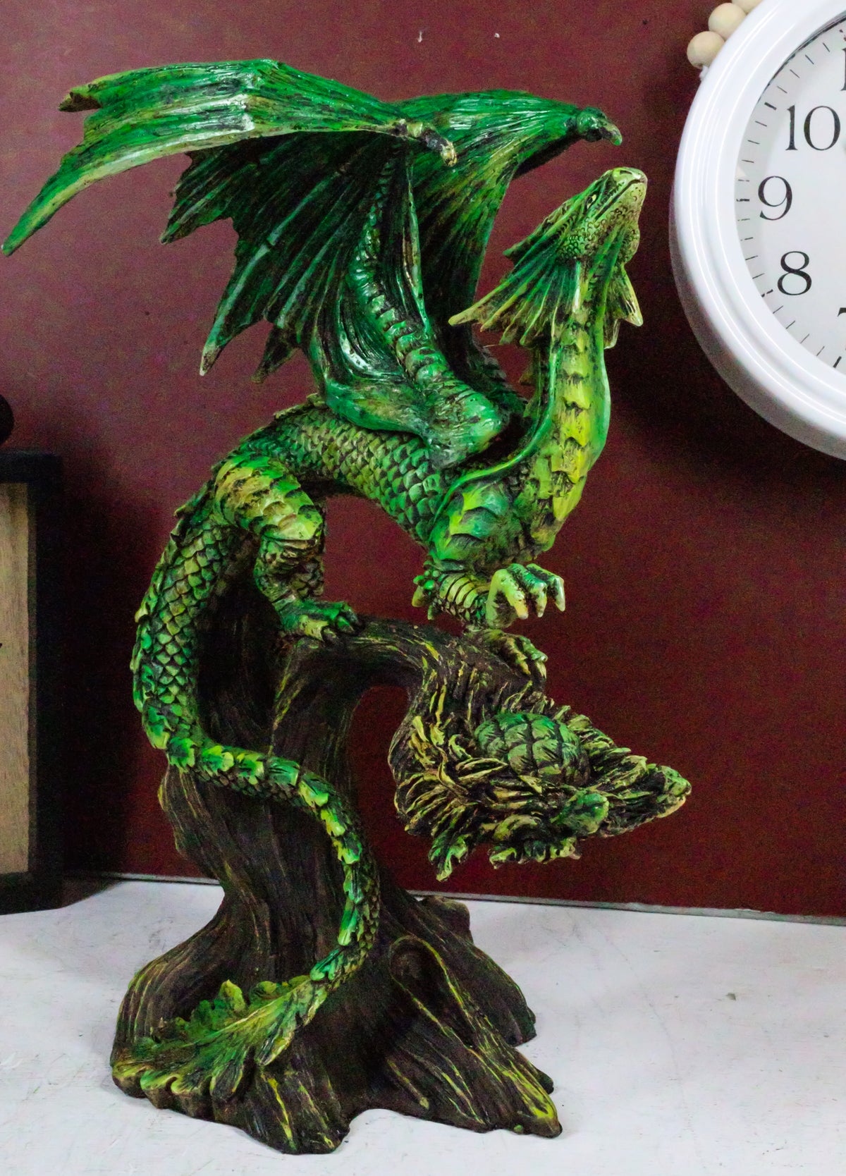 Ebros Gaia Tree Ent Earth Adult Mother Dragon Perching On Branch Figurine 10"H - Ebros Gift