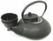 Japanese Tombo Dragonfly Black Heavy Cast Iron Tea Pot and Two Cups Set Asian