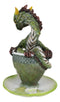 Fantasy English Green Tea Leaves And Flowers Dragon In Teacup & Saucer Figurine