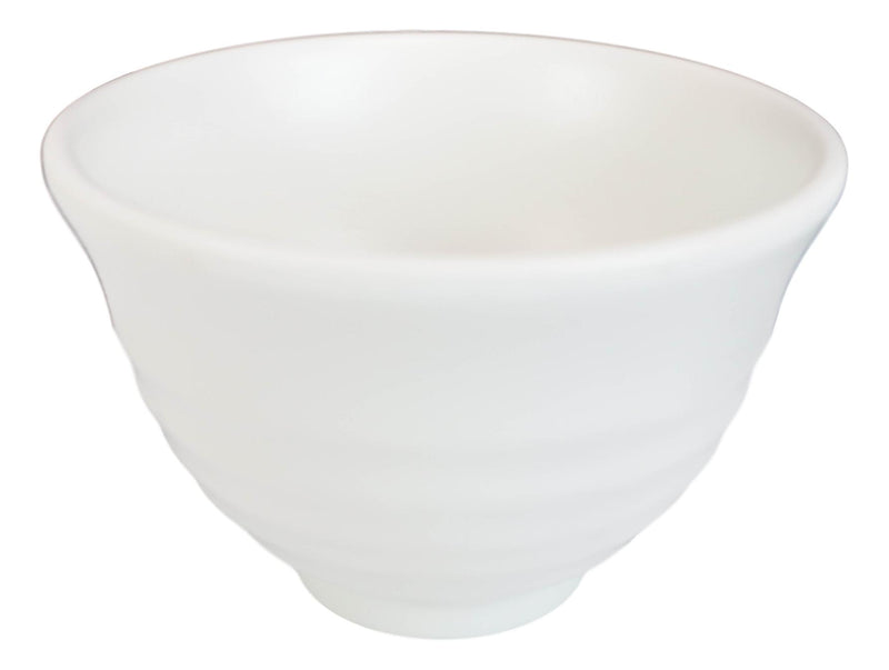 Contemporary Ridged Matte White Jade Melamine Rice Soup Dessert Bowls Pack Of 6