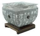 Ebros Japanese Cuisine Tabletop Shichirin Konro Gray Charcoal Grill BBQ Stove W/ Base