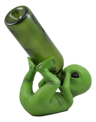 Ebros Extra Terrestrial Alien UFO Outer Space Colony Wine Bottle Holder Figurine Decor - Ebros Gift