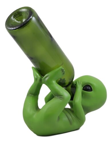 Ebros Extra Terrestrial Alien UFO Outer Space Colony Wine Bottle Holder Figurine Decor