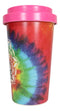 Sacred Rainbow Tie Dye Mandala Flower Reusable Travel Mug Cup W/ Lid And Sleeve