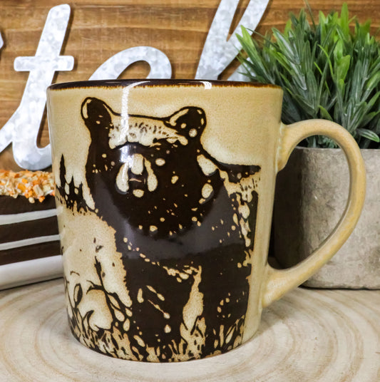 Pack Of 2 Rustic Western Cabin Lodge Forest Grizzly Bear Ceramic Mugs Coffee Cup