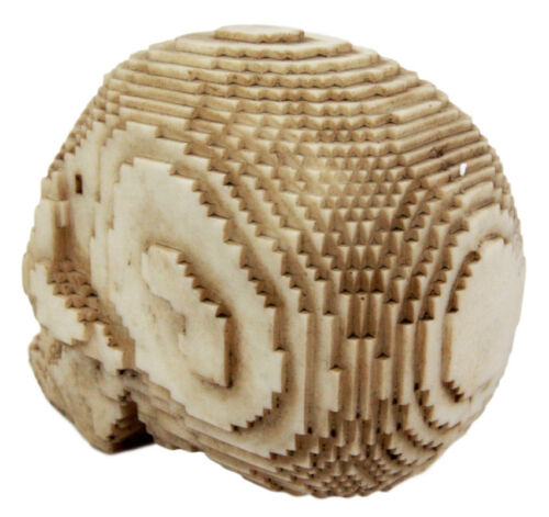 Ebros Gift 3D Pixel Skull Figurine 5"L Cubic Voxel Gamer Skull Skeleton Decorative Sculpture (Brown) - Ebros Gift