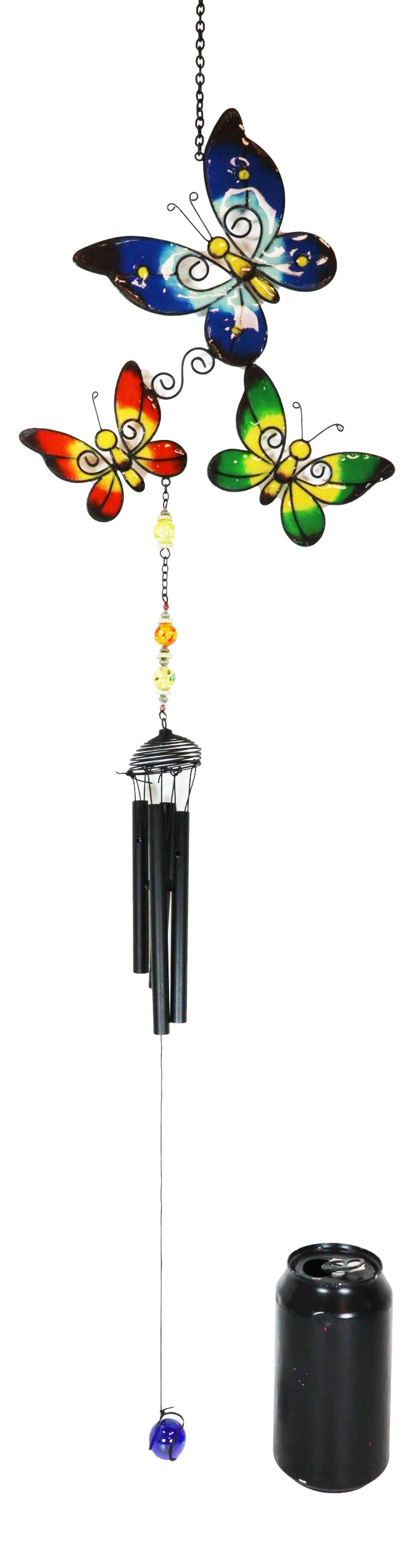 Ebros Wind Chime with Black Coated Gems Butterfly Hanging Garden Decoration
