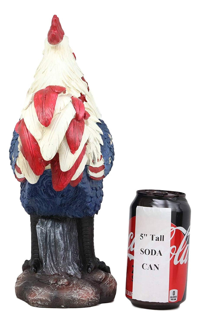 Ebros Large Good Morning America Patriotic USA Flag Alpha Rooster Statue 12.25" Tall Taxidermy American Pride Chicken Home Decor Sculpture Great Gift for Rustic Western Country Lovers Farmers