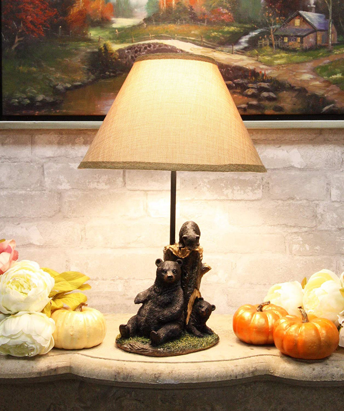 Ebros Gift Shade Only For Whimsical Rustic Black Momma Bear with Cubs Playing Hide and Seek by A Tree Table Lamp - Ebros Gift