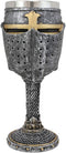 Ebros Medieval Knight Of The Cross Suit of Armor Helm 7"H Wine Goblet Chalice
