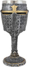 Ebros Medieval Knight Of The Cross Suit of Armor Helm 7"H Wine Goblet Chalice