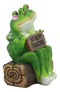 Ebros Romantic Wedding Frog Couple Sitting On Wooden Log Statue "So Hoppy Together" Frog Lovers Figurine Collectible Eternal Happiness Sculpture