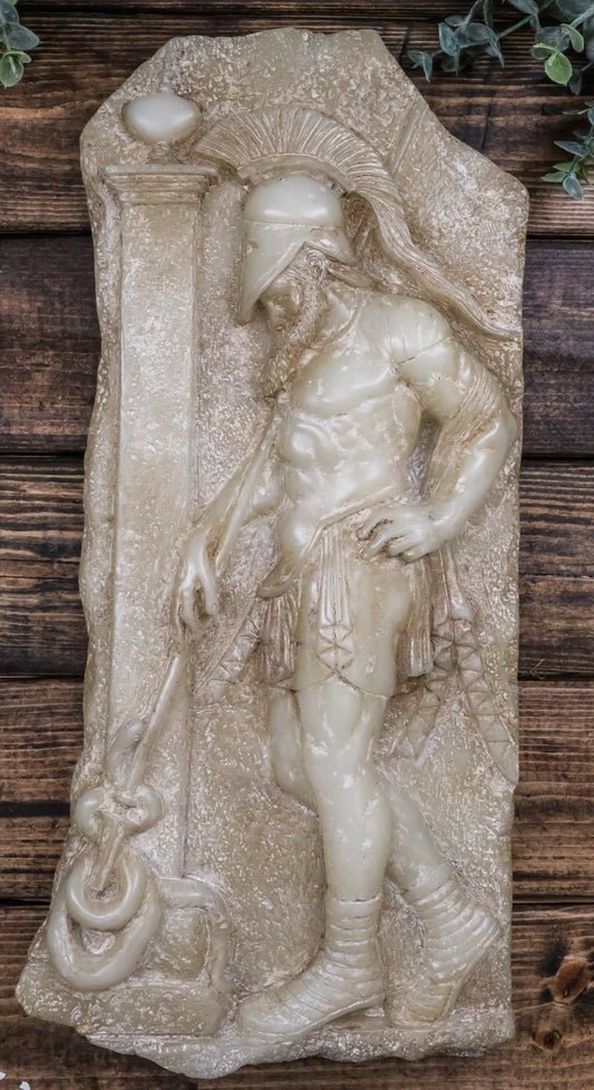 Ancient Greek Sepulchral Warrior Wall Plaque Relief Large Decor Sculpture 15"H - Ebros Gift