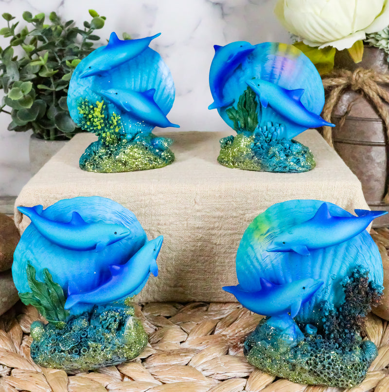 Ebros Nautical Ocean Marine Reef Swimming Dolphins Fish W/ Clams Mini Figurines