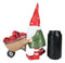 Whimsical Garden Mr Grandpa Gnome Pushing Toadstool Mushrooms Wheelbarrow Statue