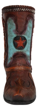 Set Of 3 Rustic Country Turquoise Cross Western Star And Frills Boot Vase Decors