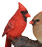 Northern Red And Brown Cardinal Male And Female Birds Couple On Branch Figurine