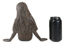 Ebros Gift 16.25" Long Nautical Siren Mermaid Leaning Back Cast Iron Rustic Vintage Finish Shelf Sitter Statue Ocean Goddess Princess Coastal Beach Under The Sea Mermaids Decorative Accent