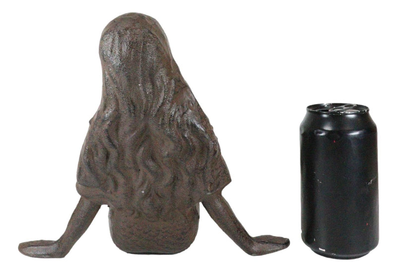 Ebros Gift 16.25" Long Nautical Siren Mermaid Leaning Back Cast Iron Rustic Vintage Finish Shelf Sitter Statue Ocean Goddess Princess Coastal Beach Under The Sea Mermaids Decorative Accent