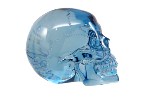 Pirate Crystal Skull Cave Tomb Treasure Blue Translucent Skull Figurine Resin