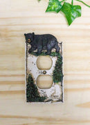 Ebros Set of 2 Rustic Pine Tree Black Bear Double Electrical Outlet Plate Covers