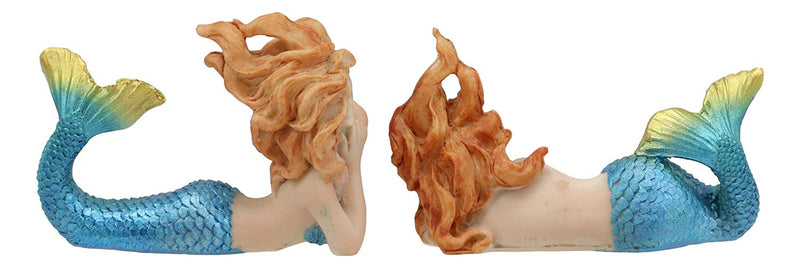 Ebros 4.25" Wide Colorful Nautical Ocean Mermaid Mergirls Under The Sea Miniature Figurines Set of 2 Fantasy Mermaids Sirens of The Seas Figurines Fairy Garden Collectibles - Ebros Gift